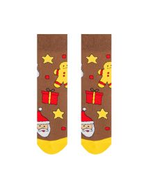 Fröhliche Socken „Weihnachtszeit ist Weihnachtszeit“ – braun für Kinder