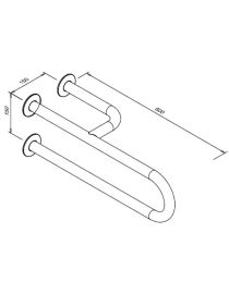 Fester Handlauf für Menschen mit Behinderungen, 3-fach abgestützter rechter Handlauf, 600 mm, weißer Stahl