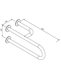 Fester Handlauf für Menschen mit Behinderungen, 3-fach gestützt, rechts, 550 mm, glänzend