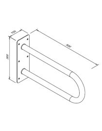 Fester, gebogener Handlauf für Behinderte, 500 mm, matt, Edelstahl