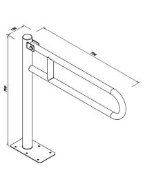 Handlauf für Behinderte, 700 mm, aus weißem Stahl