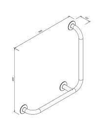 Linker Handlauf für körperlich beeinträchtigte Personen mit einem 90°-Winkel, glänzender Edelstahl 7/5