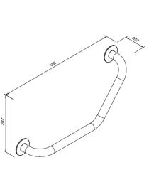 Polierter Edelstahl-Handlauf mit 130°-Winkel für Menschen mit Behinderungen