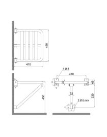 Klappbarer Duschsitz mit Stützen, mattem Edelstahl