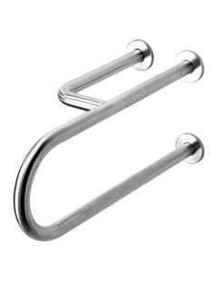 Fester Handlauf für Menschen mit Behinderung, 3-fach gestützt, links, 550 mm, glänzender Edelstahl