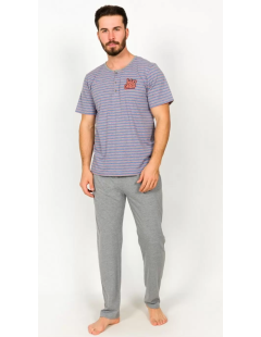 Herren-Pyjama mit Streifen und kurzen Ärmeln