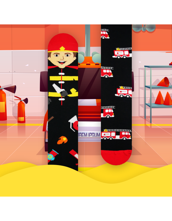 Glückliche Socken Feuerwehrmann