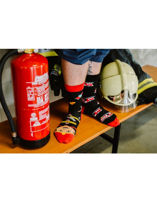 Glückliche Socken Feuerwehrmann