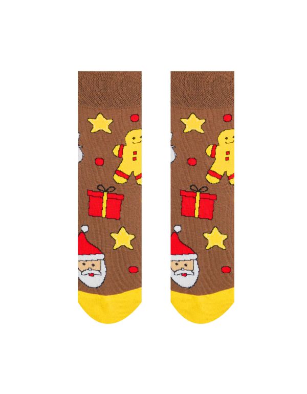 Fröhliche Socken „Weihnachtszeit ist Weihnachtszeit“ – braun für Kinder