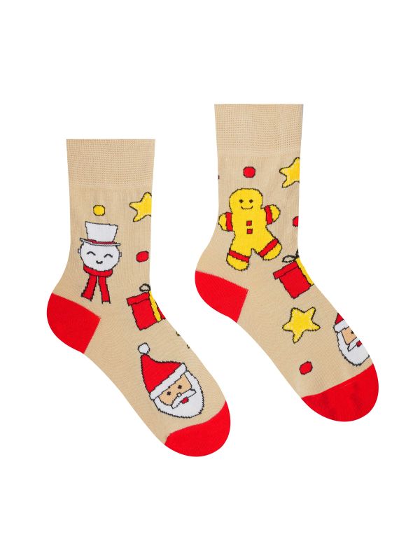 Fröhliche Socken „Weihnachtszeit ist Weihnachtszeit“ – beige Kinder