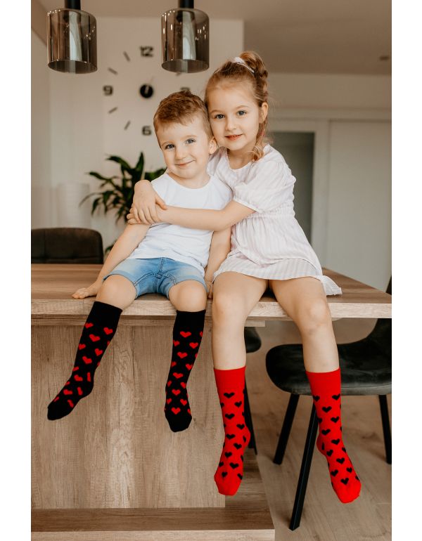 Fröhliche Socken Kleine Herzen schwarz - Kinder