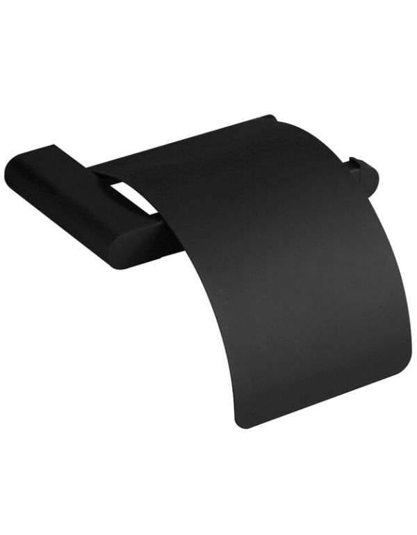 Sydney Black Toilettenpapierhalter mit Klappdeckel