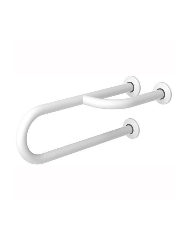 Fester Handlauf für Menschen mit Behinderungen, 3-fach abgestützter rechter Handlauf, 600 mm, weißer Stahl