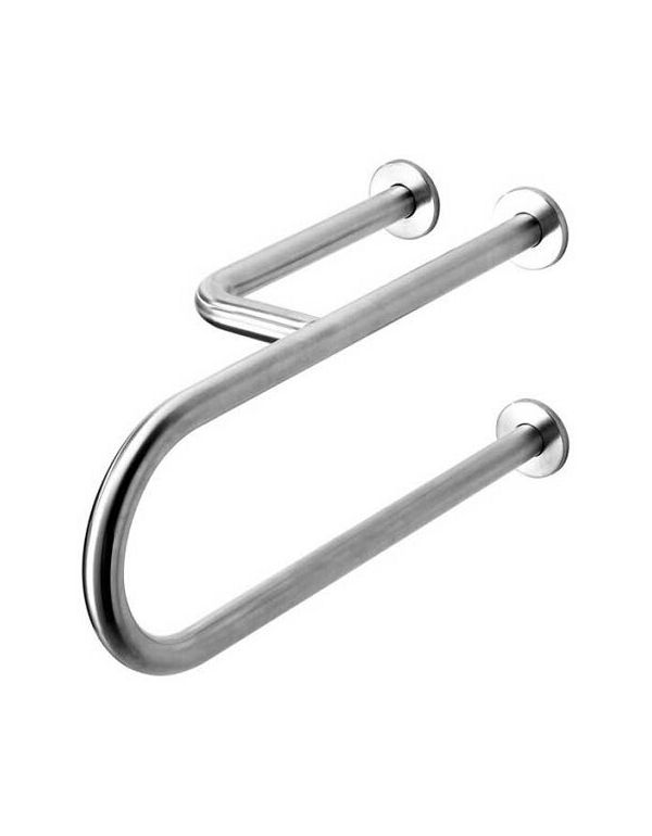 Fester Handlauf für Menschen mit Behinderung, 3-fach gestützt, links, 550 mm, glänzender Edelstahl