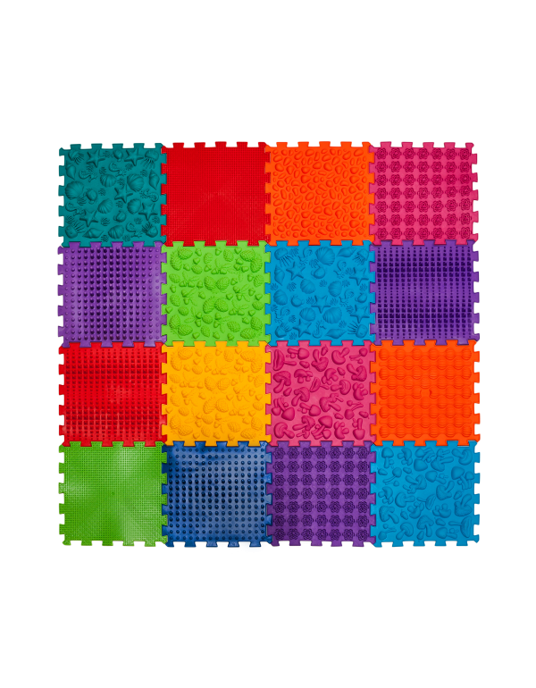 Sensorisch-motorischer Massageteppich Puzzle „Mega Mix“ 16 Elemente
