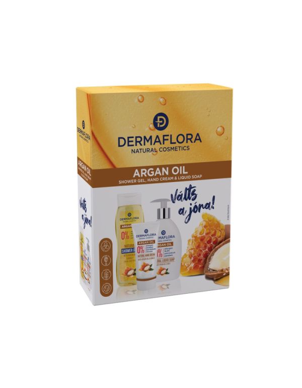 Dermaflora 0% Geschenkset (Flüssigseife + Handcreme + Duschgel) mit Arganöl