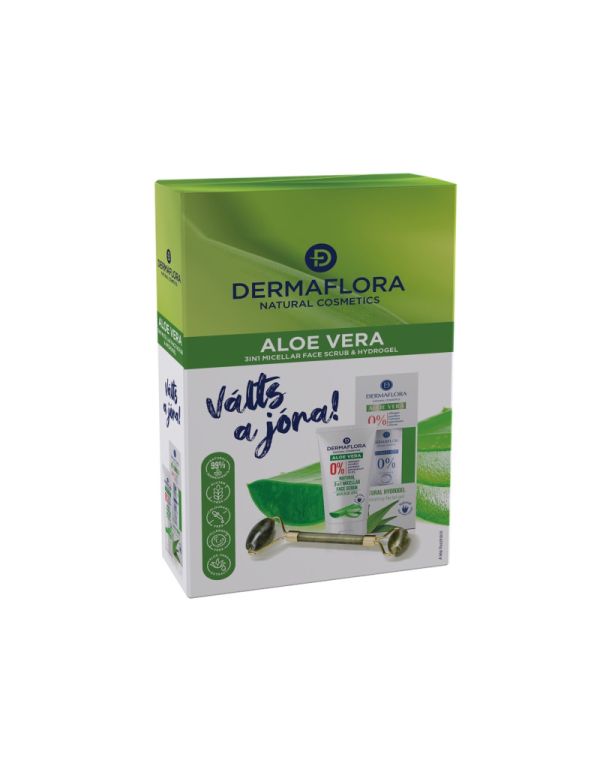 Dermaflora 0% Geschenkset (Hydrogel + Mizellen-Gesichtspeeling + Gesichtsmassagegerät) mit Aloe Vera