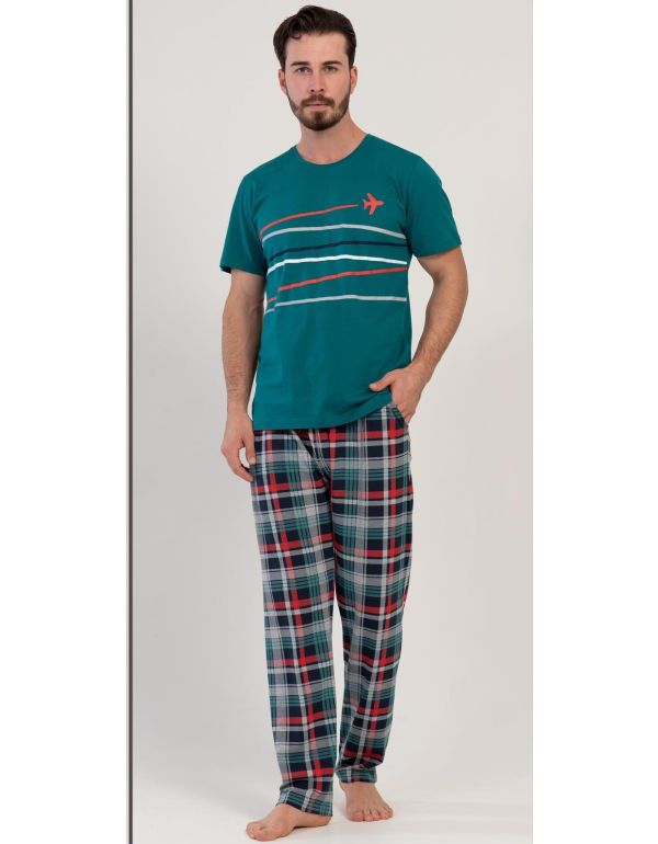 Herrenpyjama mit karierter Hose