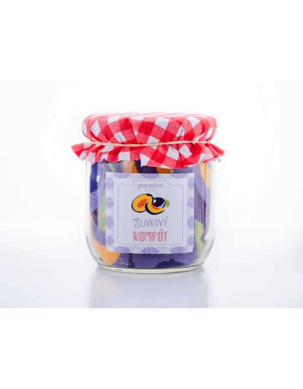 Geschenkpackung Socken Pflaumenkompott (1 Paar)