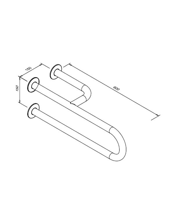 Fester Handlauf für Menschen mit Behinderungen, 3-fach abgestützter rechter Handlauf, 600 mm, weißer Stahl