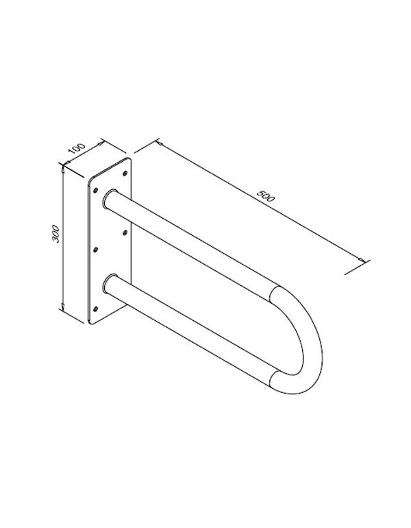 Fester, gebogener Handlauf für Behinderte, 500 mm, matt, Edelstahl