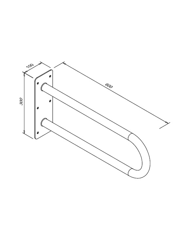 Fester, gebogener Behindertenhandlauf 600 mm aus poliertem Edelstahl