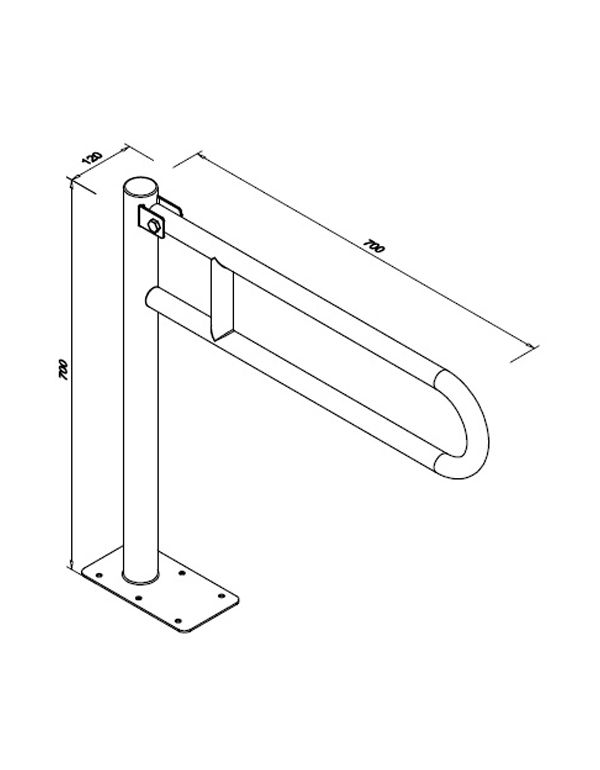 Handlauf für Behinderte, 700 mm, aus weißem Stahl