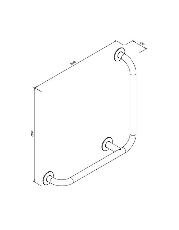 Linker Handlauf für körperlich beeinträchtigte Personen mit einem 90°-Winkel, glänzender Edelstahl 7/5