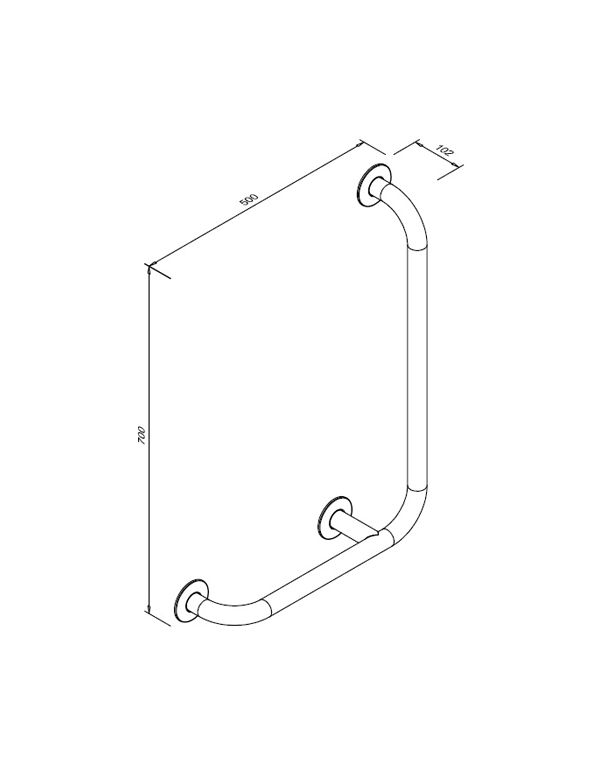 Rechteckiger Handlauf für Menschen mit Behinderungen 7/5 rechts 90° glänzender Edelstahl