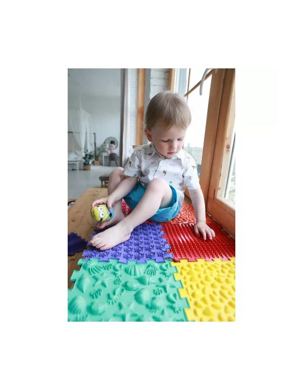 Sensorisch-motorischer Massageteppich Puzzle „Mega Mix“ 16 Elemente